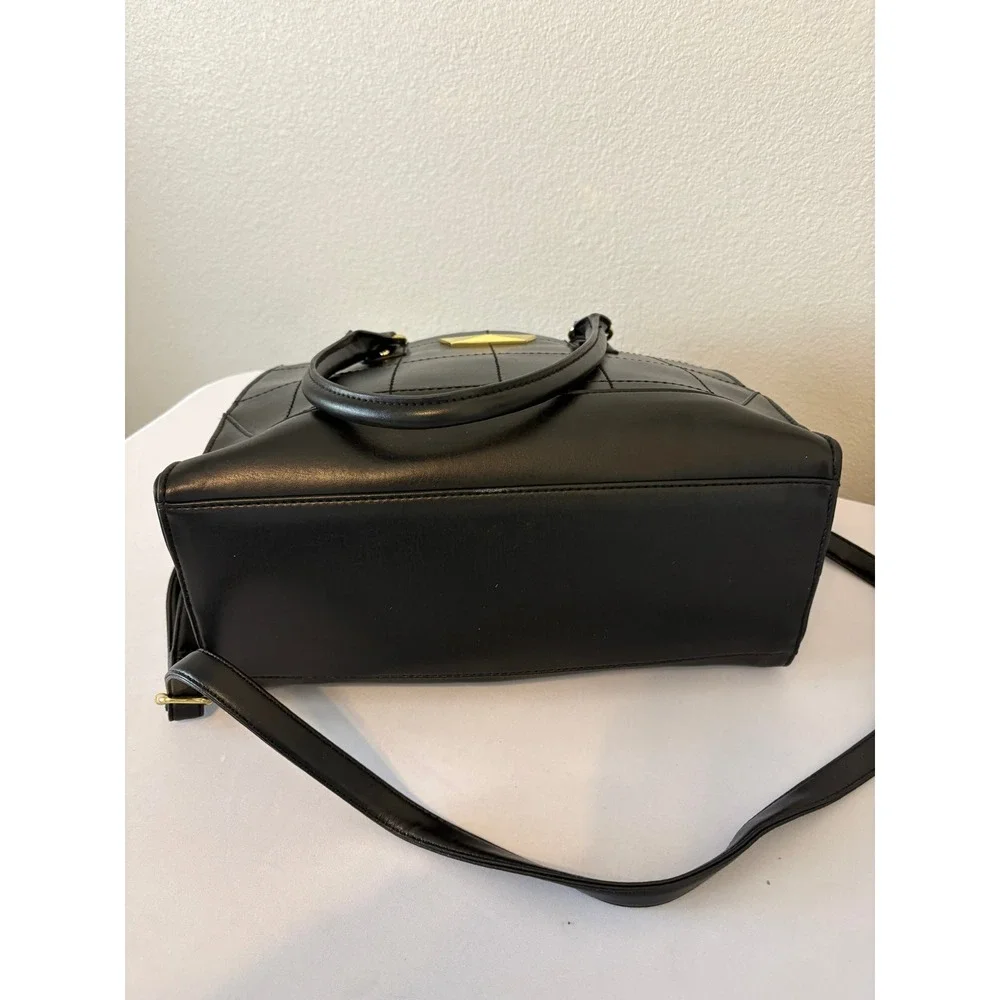 Nicole by Nicole Miller New York Black Quilted Satchel Crossbody Bag Minimalist